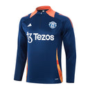 Conjunto Manchester United Zíper Curto Treino Azul 2024/25